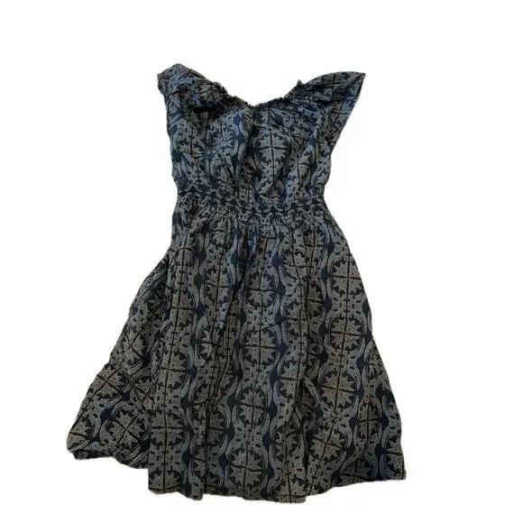 Mata Traders Blue Gray Midi Dress Woman Size 8 Med - Picture 2 of 3